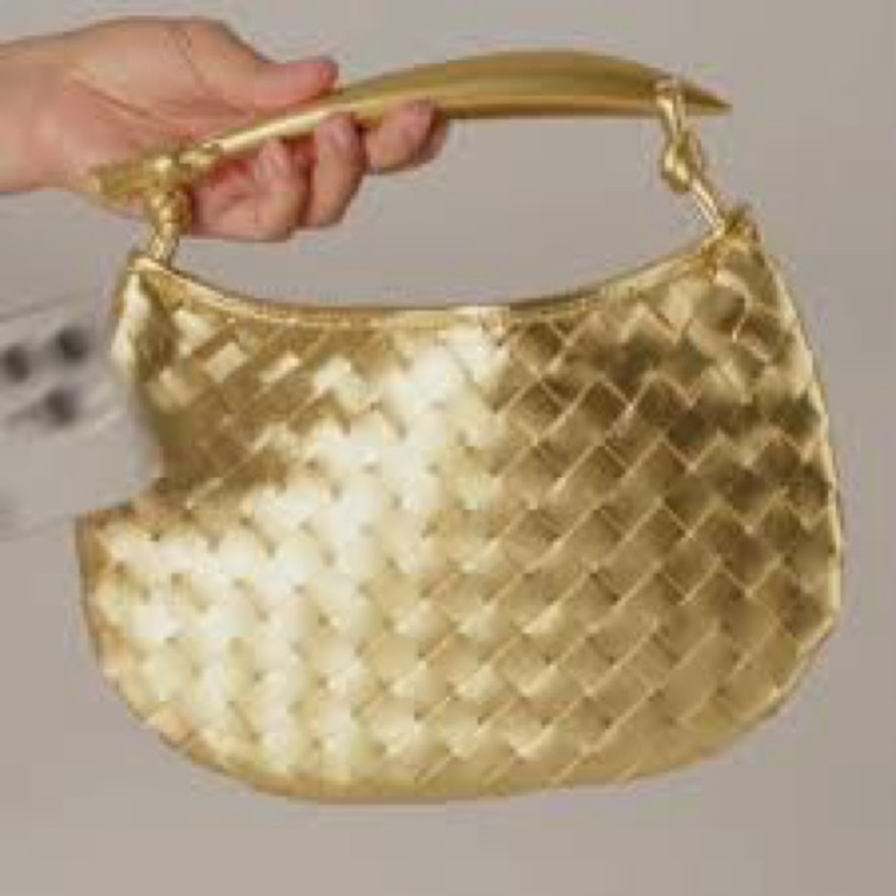 Chic Gold Woven Handbag